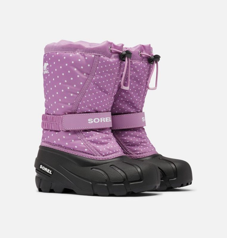 Kids Snow Boots Purple/Black - Sorel Childrens Flurry™ Print - 647289-OHN